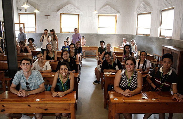 A photo of students seated in a Barcelona summer program class.