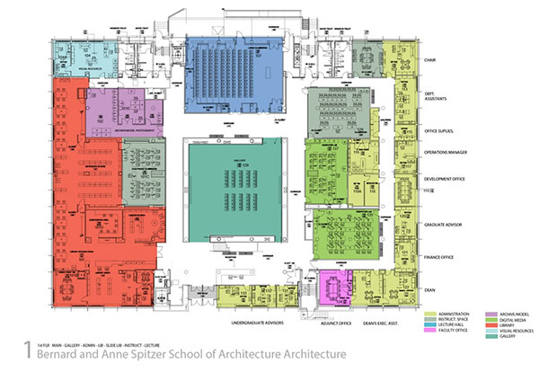Spitzer School, first floor blueprint