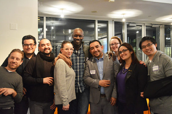 Nine MS Arch graduates attending the Alumni Event of the affordable Spitzer School of Architecture in New York City.