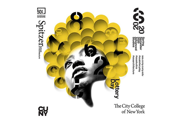 Spring 2020 Lottery Day graphic - woman with yellow Afro