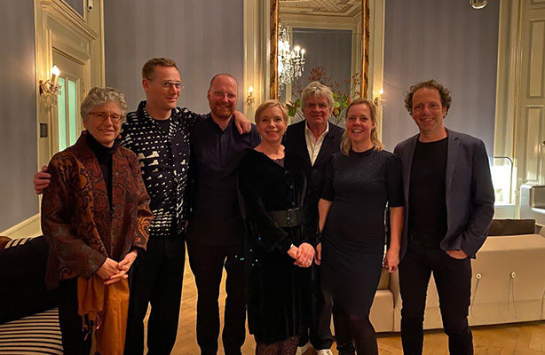 photo: Brown, left, with Dutch architectural colleagues at an Amsterdam event