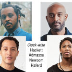 A combined headshot of the four guest speakers for the lecture features Curry Hackett on the top left, followed by Emanuel Admassu. On the bottom left is Jerome Haferd, followed by Jennifer Newsom.