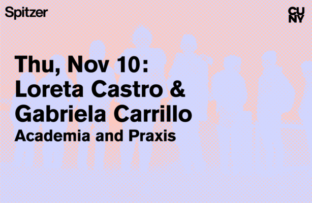 The Sciame Lecture flyer showcases silhouettes of five individuals in pastel purple against a pastel pink background.