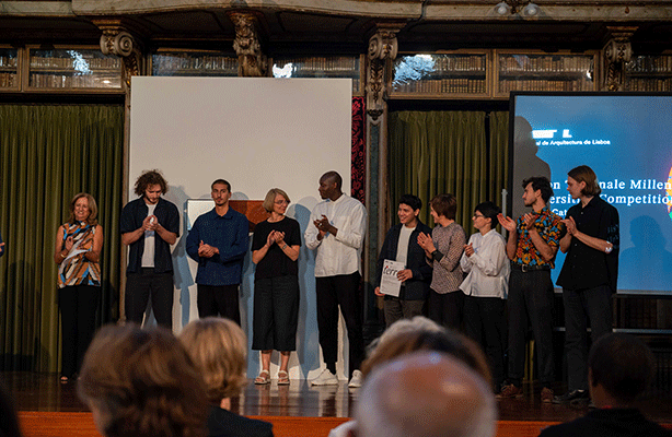 Pedro Cruz Cruz '22, fifth from left, won a Millennium bcp Universities Competition Award for 