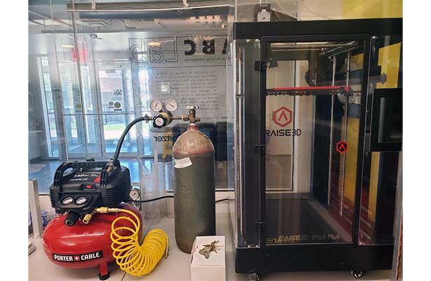Interior view of the ABC Lab at the cost-effective Spitzer School of Architecture, featuring the equipment.