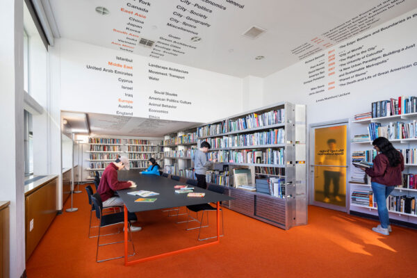 Photograph of the Sorkin Reading Room with students reading.