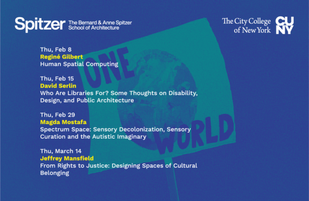 The Spring 2024 Sciame Lecture flyer showcases a dark blue background with tints of yellow, green, and white, including details such as dates, guest speaker, and topic. The lecture series is titled 