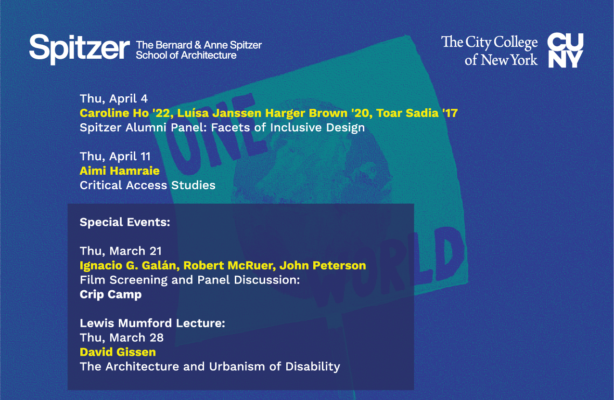 The Spring 2024 Sciame Lecture flyer showcases a dark blue background with tints of yellow, green, and white, including details such as dates, guest speaker, and topic. The lecture series is titled 