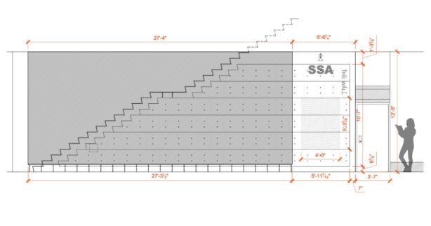 An architectural elevation drawing of the proposed Wall concept.