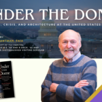 Graphic composite of Alan Hantman standing with his arms crossed in front of the US Capitol building.