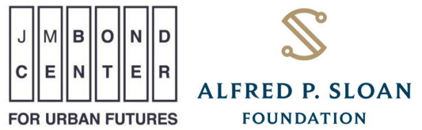 Logos for the J M Bond Center for Urban Futures and the Alfred P. Sloan Foundation